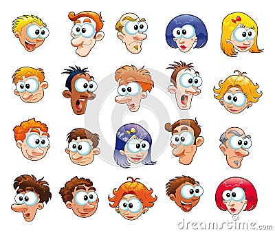 Funny faces Vector Illustration