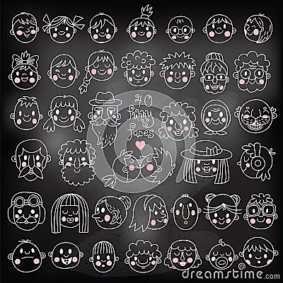 Funny Faces Vector Illustration