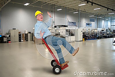 Funny Factory Worker, Job Safety Stock Photo