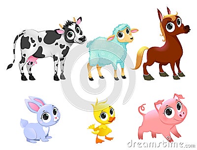 Funny farm animals Vector Illustration