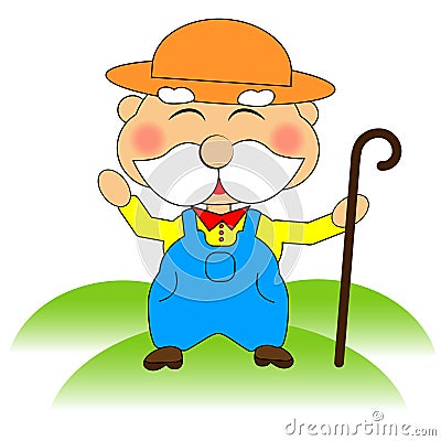 Funny farmer character. Vector Illustration