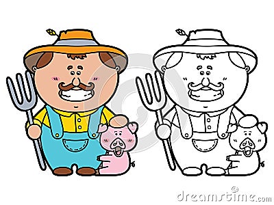 Funny Farmer. Vector Illustration