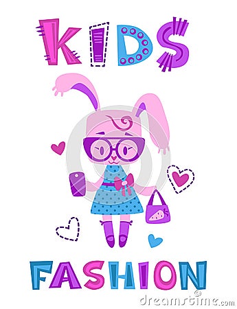 Funny fashion kids illustration Vector Illustration