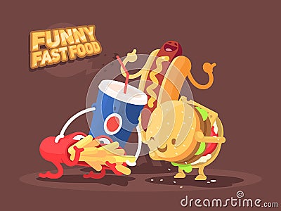 Funny fast food Vector Illustration