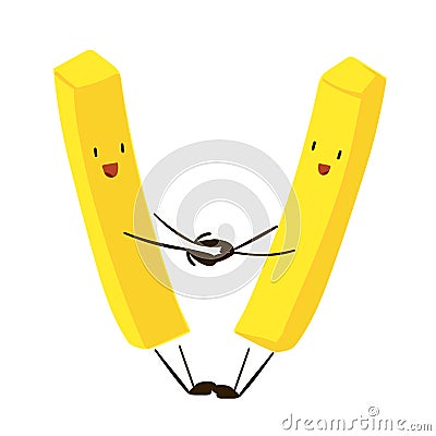 Funny fast food potato fry slice icon Vector Illustration