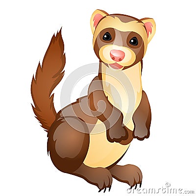 Funny ferret toy isolated on white background. Vector cartoon close-up illustration. Vector Illustration