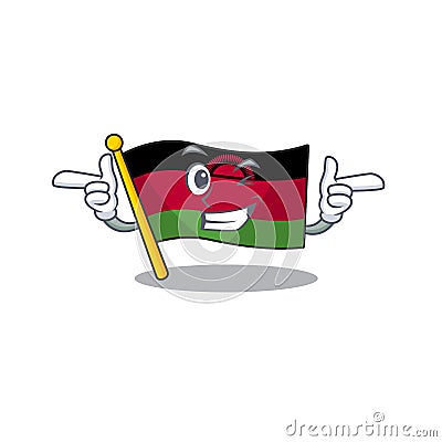 Funny flag malawi mascot cartoon style with Wink eye Vector Illustration