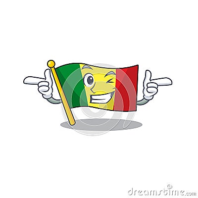 Funny flag mali mascot cartoon style with Wink eye Vector Illustration