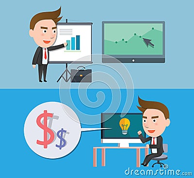 Funny flat character illustration Business series Vector Illustration