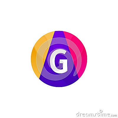 Funny flat circle sphere logo web icon G letter sign vector design Vector Illustration