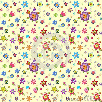 Funny flowers wrapper Vector Illustration