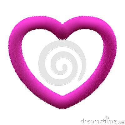 Funny fluffy and soft pink heart. Vector Illustration