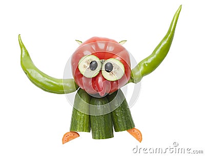 Funny flying owl made of vegetables Stock Photo