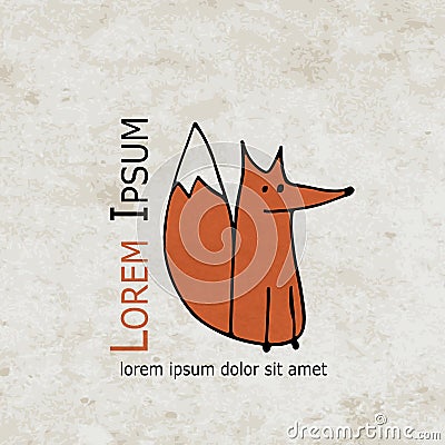 Funny fox design on grunge paper Vector Illustration