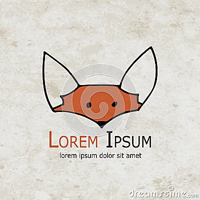 Funny fox design on grunge paper Vector Illustration