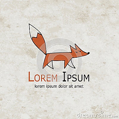 Funny fox design on grunge paper Vector Illustration