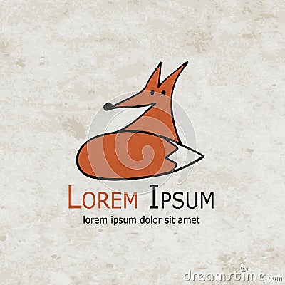 Funny fox design on grunge paper Vector Illustration