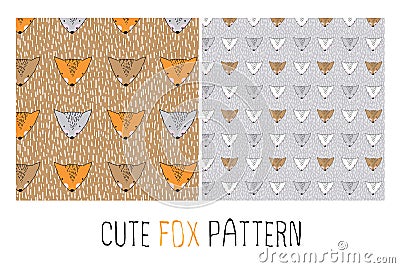 Funny fox seamless pattern Vector Illustration
