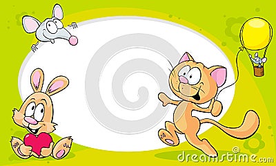 Funny frame with cute animals Vector Illustration