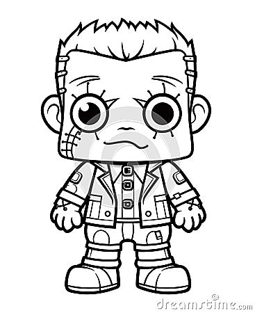 funny Frankenstein outline design. Generative ai Cartoon Illustration