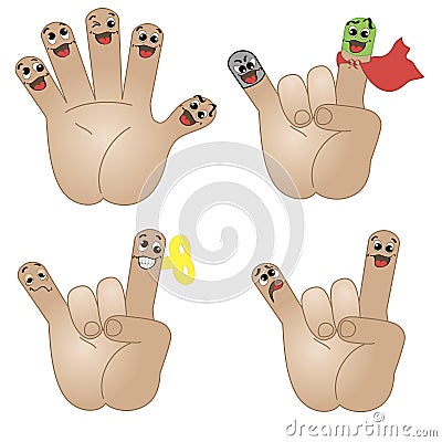 Funny friends-fingers Vector Illustration