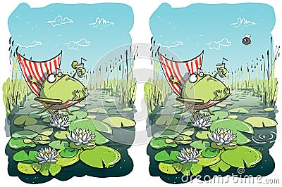 Funny Frog Differences Visual Game Vector Illustration