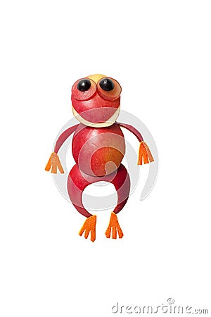 Funny frog made of red apple Stock Photo