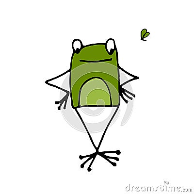 Funny frog, sketch for your design Vector Illustration