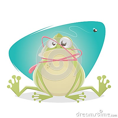 Funny frog with tongue accident Vector Illustration