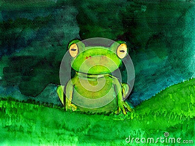 Funny frog Cartoon Illustration