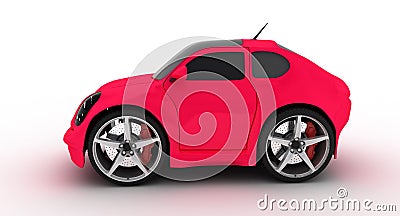 Funny fuxia car on white background Stock Photo