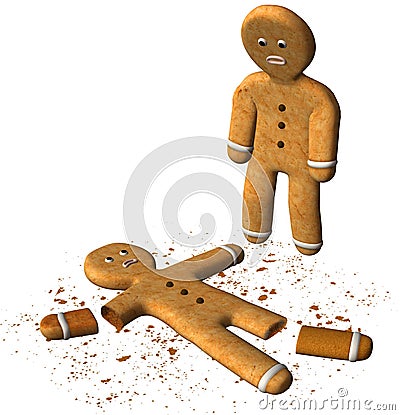 Funny Gingerbread Man Broken Cookie Isolated Cartoon Illustration