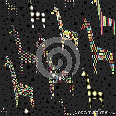 Funny giraffes seamless pattern. Vector Illustration