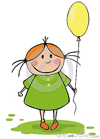 Funny girl with balloon Vector Illustration