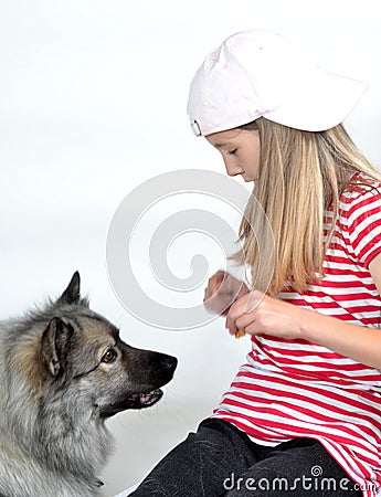 Funny girl and Dog Stock Photo