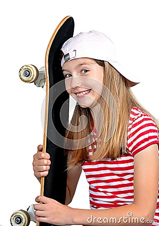 Funny girl skateboard Stock Photo