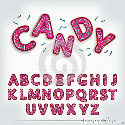 Funny glossy candy alphabet Vector Illustration