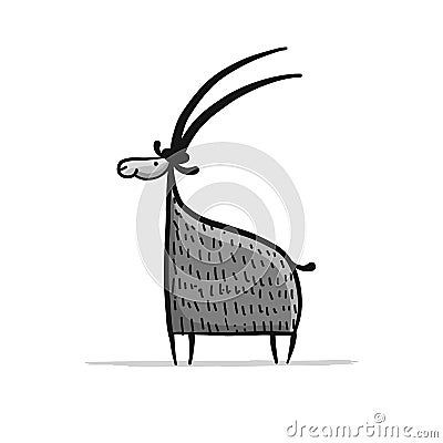 Funny goat, simple sketch for your design Vector Illustration