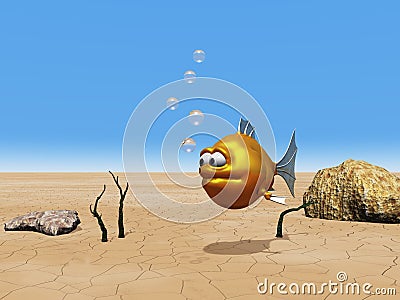 Funny goldfish Cartoon Illustration