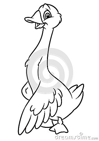 Funny goose animal character cartoon illustration coloring page Cartoon Illustration