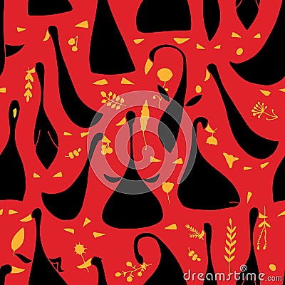 Funny goose family, seamless pattern for your design Vector Illustration