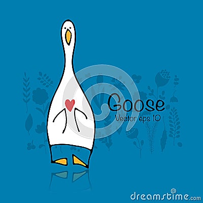 Funny goose, sketch for your design Vector Illustration