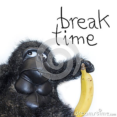 Funny gorilla with banana Stock Photo