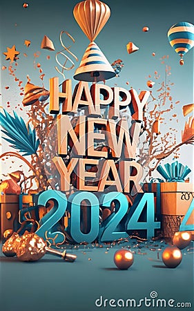 funny graphics for new year 2024 Stock Photo
