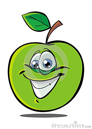 Funny green apple Cartoon Illustration