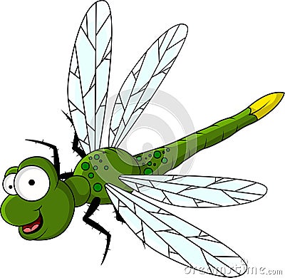Funny green dragonfly cartoon Cartoon Illustration