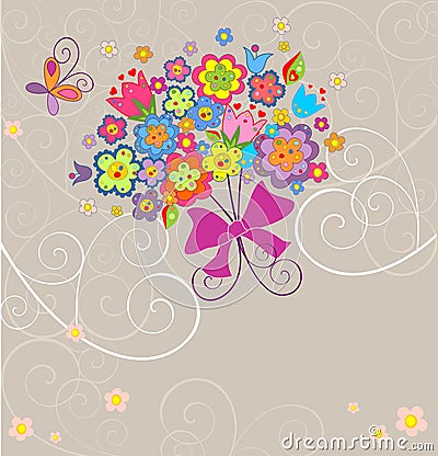 Funny greeting bouquet Vector Illustration