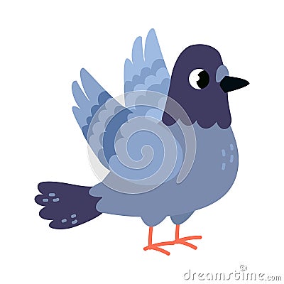 Funny Grey Dove or Pigeon Flying Creature Vector Illustration Vector Illustration