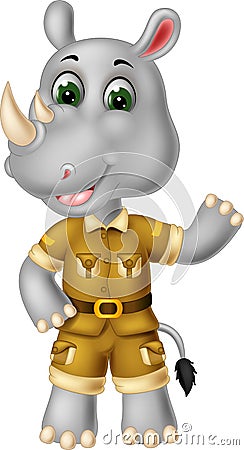 Funny Grey Rhino Cartoon Stock Photo