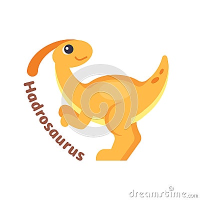 Funny hadrosaurus in cartoon style on white background Vector Illustration